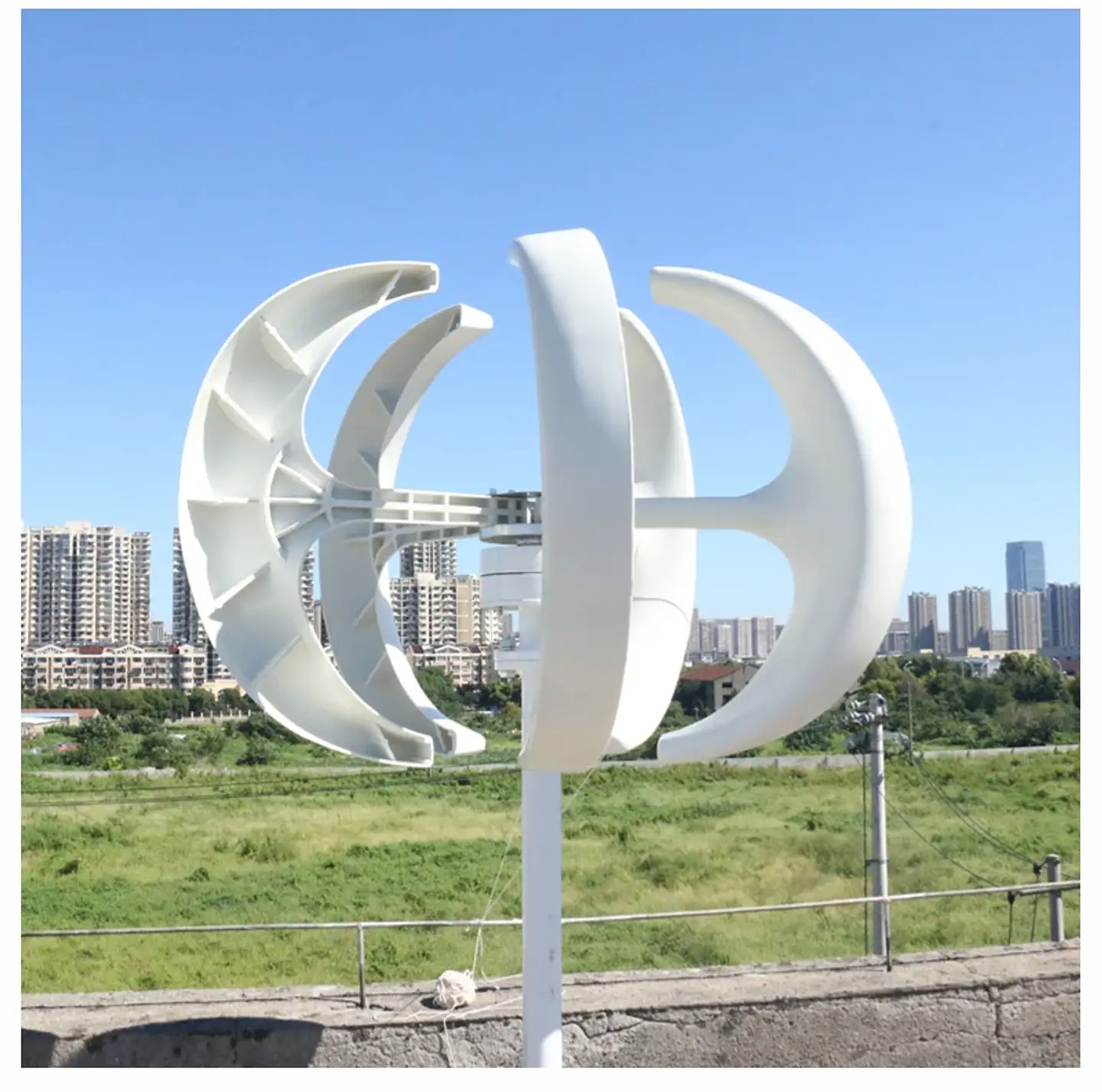 5000W 12V 24V 48V Wind Turbine Generator 5KW Vertical Axis Maglev Windmill With Hybrid Charge Controller For Home Use 7