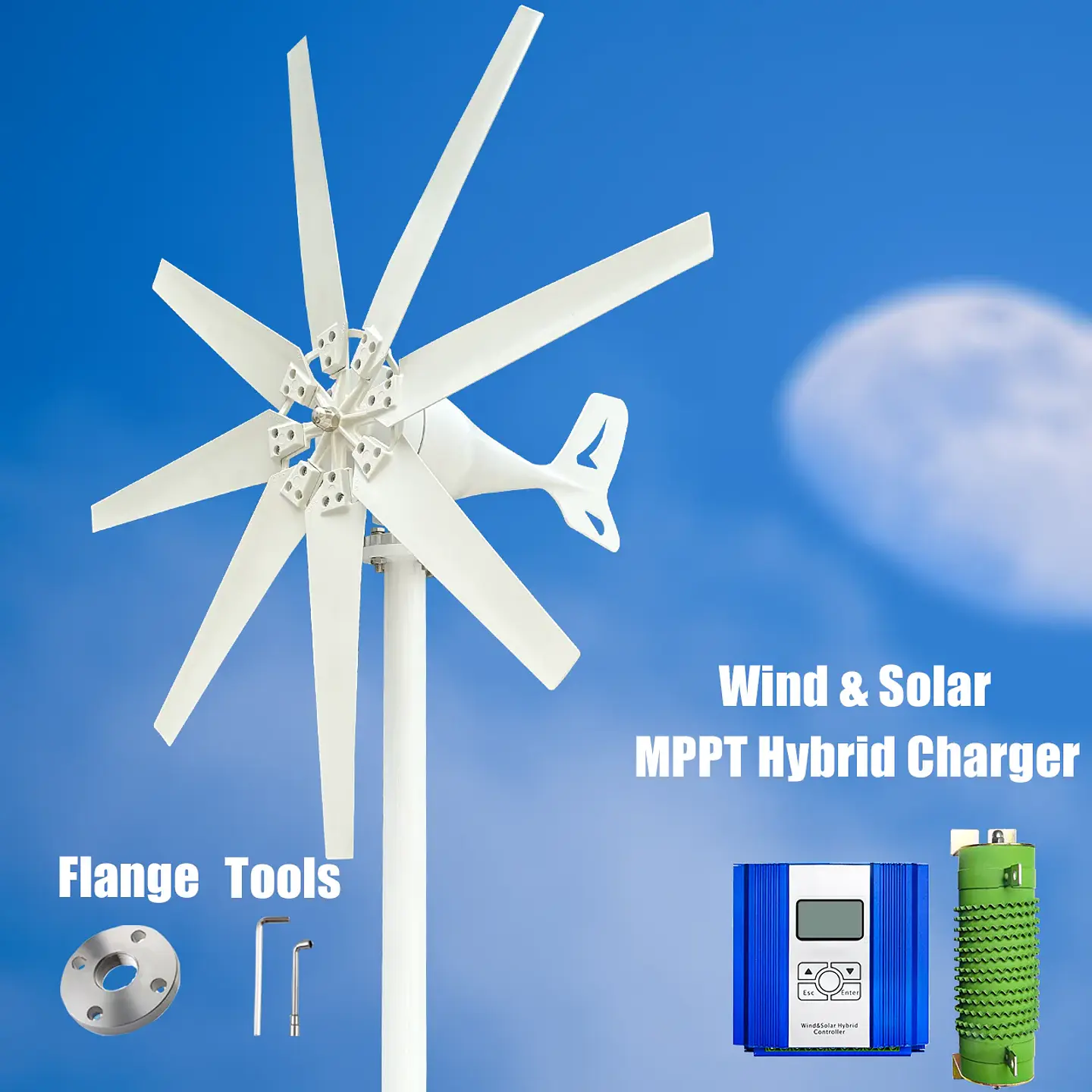2kw Horizontal Wind Turbine Generator 48V 24V 12V Free Energy Magnetic Dynamo Strong Power 220v Inverter Output For Home 9