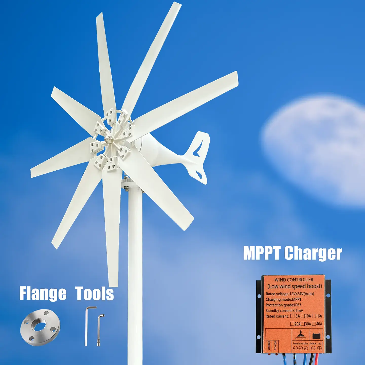 2kw Horizontal Wind Turbine Generator 48V 24V 12V Free Energy Magnetic Dynamo Strong Power 220v Inverter Output For Home 10