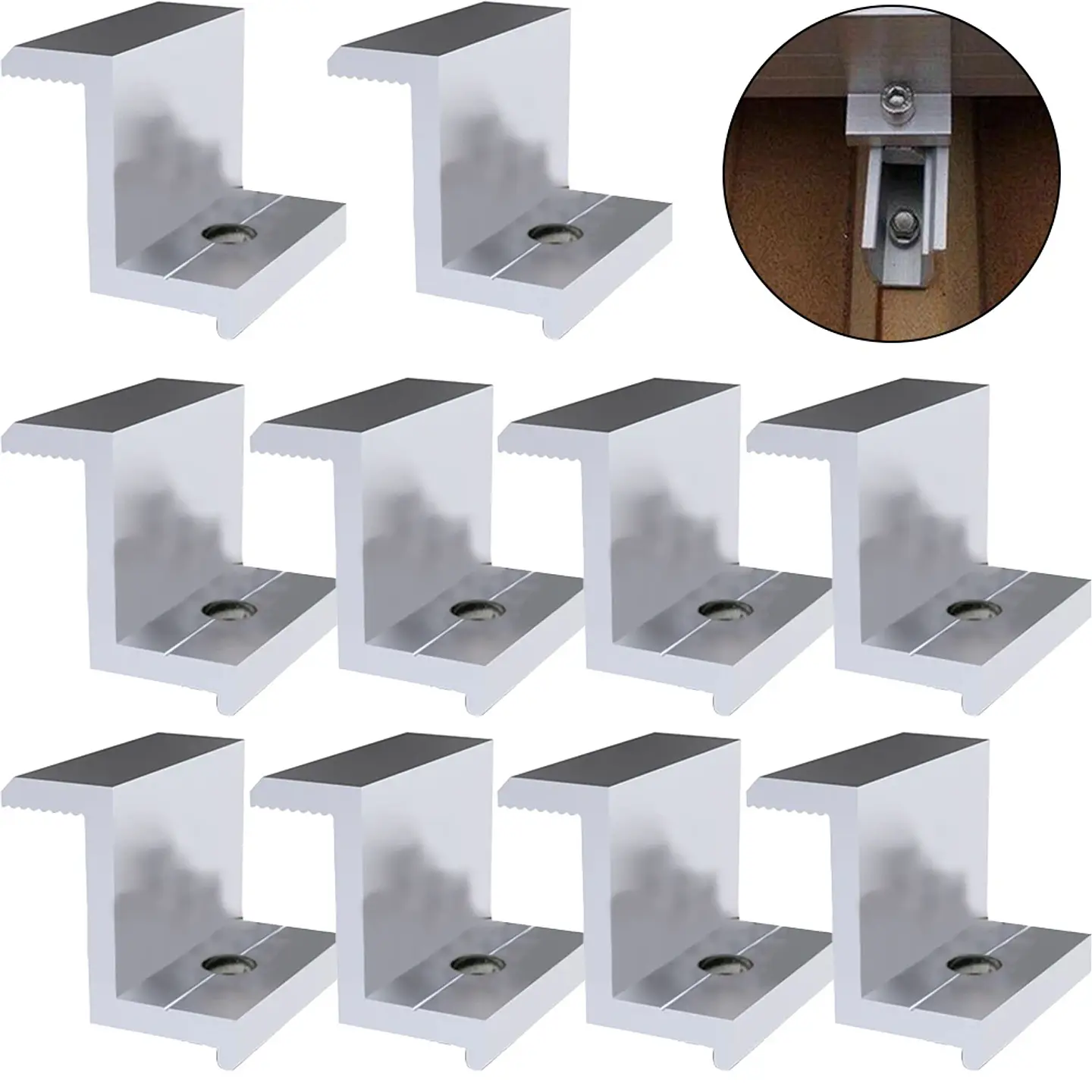 10Pcs Solar Photovoltaic Bracket Aluminum Alloy Clamp For Solar Module Solar Panel Racking Mounts Accessories PV End Clamp 1