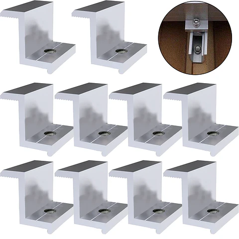 10Pcs Solar Photovoltaic Brackets Aluminum-Alloy Clamp For Solar Module Solar Panel Racking Mounts Accessories PV End Clamps