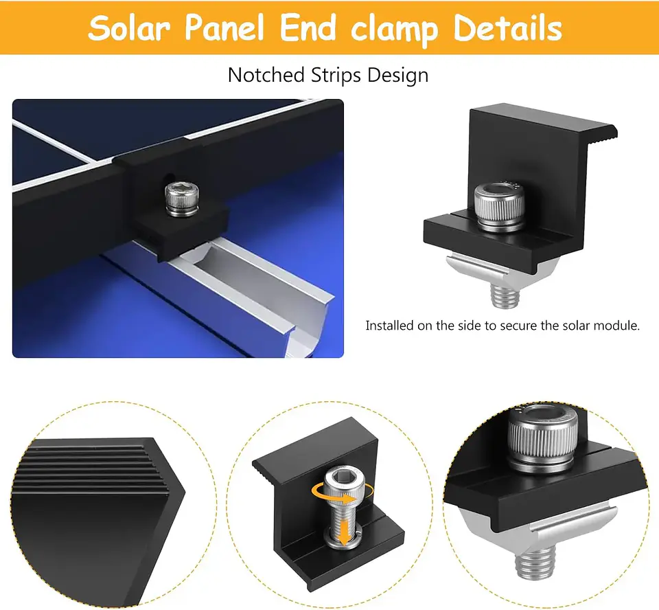 30MM Solar Panel Mounting Fixing Clamp Adjustable Bracket End & Mid Clamp PV Panel Clip for Solar Panel PV System Install Tool 3