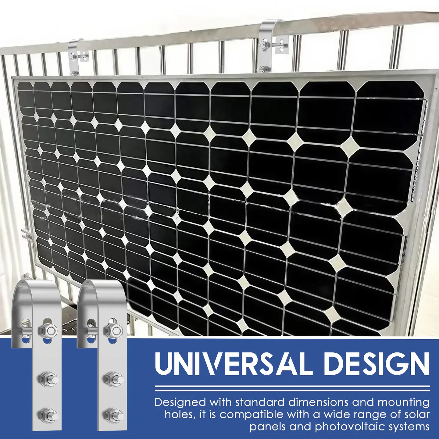 Drill Free Solar Panel Mount Bracket 304 Stainless Steel PV Module Railing Hooks Complete Hardware Kit For Balcony Roof Caravan 3