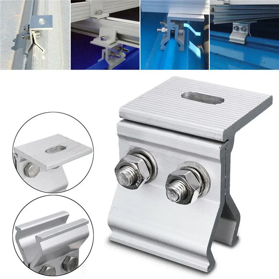 1/4pcs Solar Panel Mounting Bracket Flat Roof Mount Photovoltaic Stainless steel Fixing Clamp System Installation Accessories 1