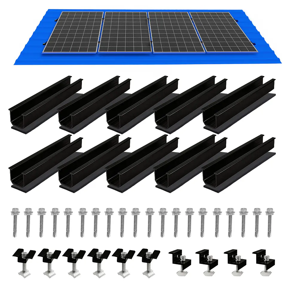 10/6pcs Solar Panel Mounting Brackets Mid and End Clamps and Rails Kit for Roofing Solar Panels of Multiple Sized,Mounting Clamp 1