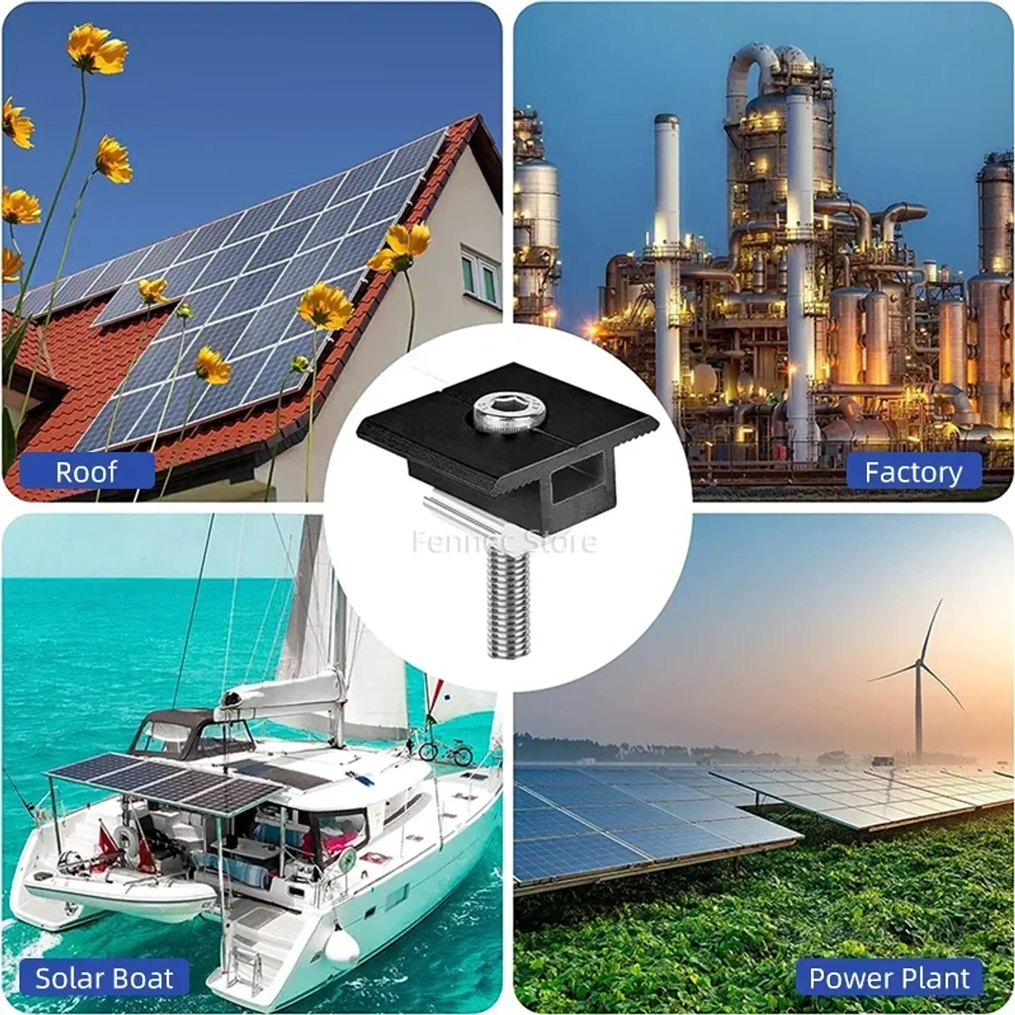 Solar Panel Mounting Fixing Clamp Adjustable Bracket End & Mid Clamp PV Panel Clip for Solar Panel PV System Install Accessories 2