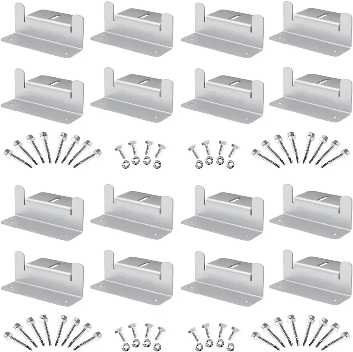 16Pcs/Set Solar Panel Mounting Bracket Kits 4/8 Units Solar Panel Aluminum Mounting Z Bracket Supporting for RV, Roof, Boat 1