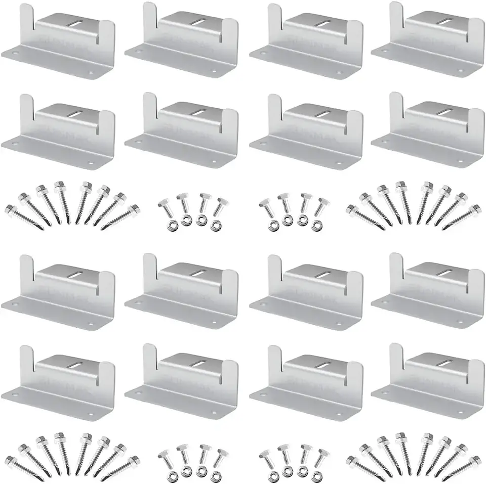 16Pcs/Set Solar Panel Mounting Bracket Kits 4/8 Units Solar Panel Aluminum Mounting Z Bracket Supporting for RV, Roof, Boat 1