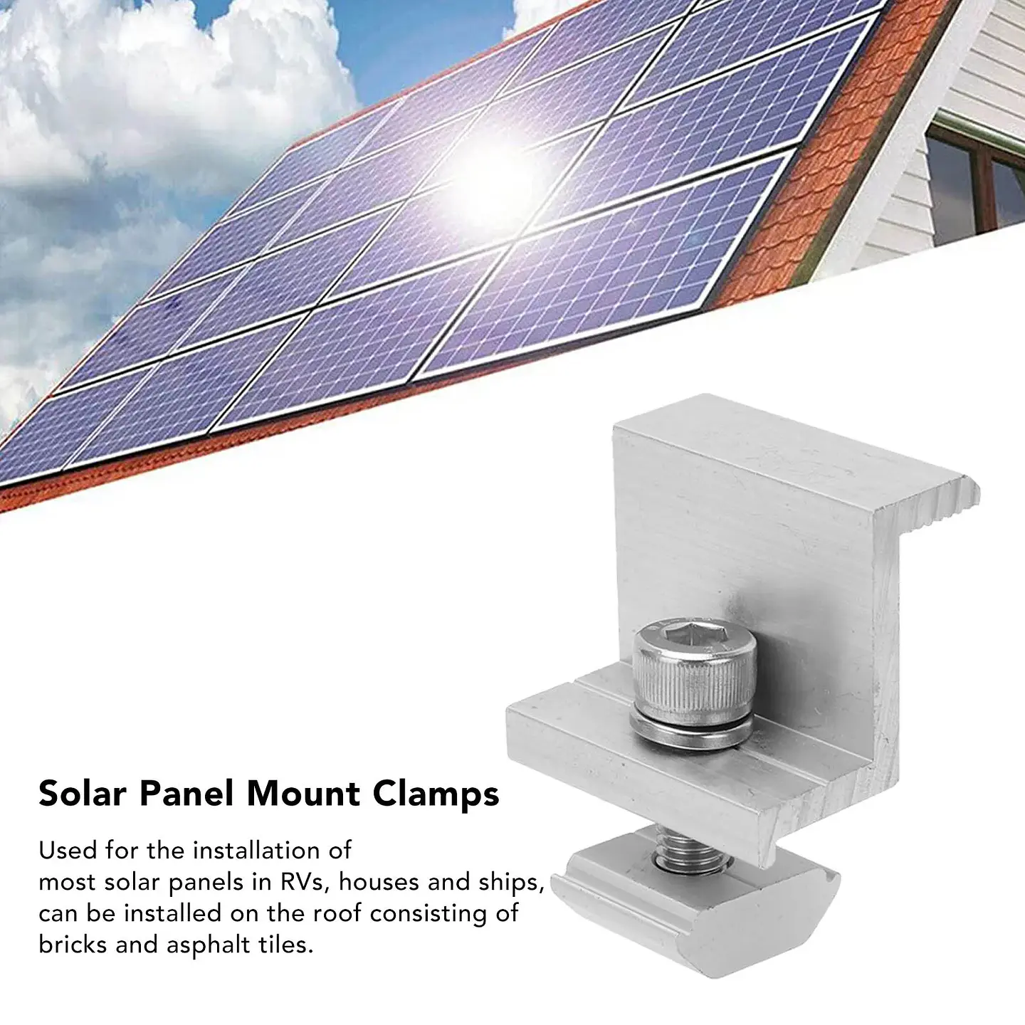 10PCS Solar Mount Z Bracket Aluminum Alloy Pressing Block PV Panel Rail End Grounding Clamps 2