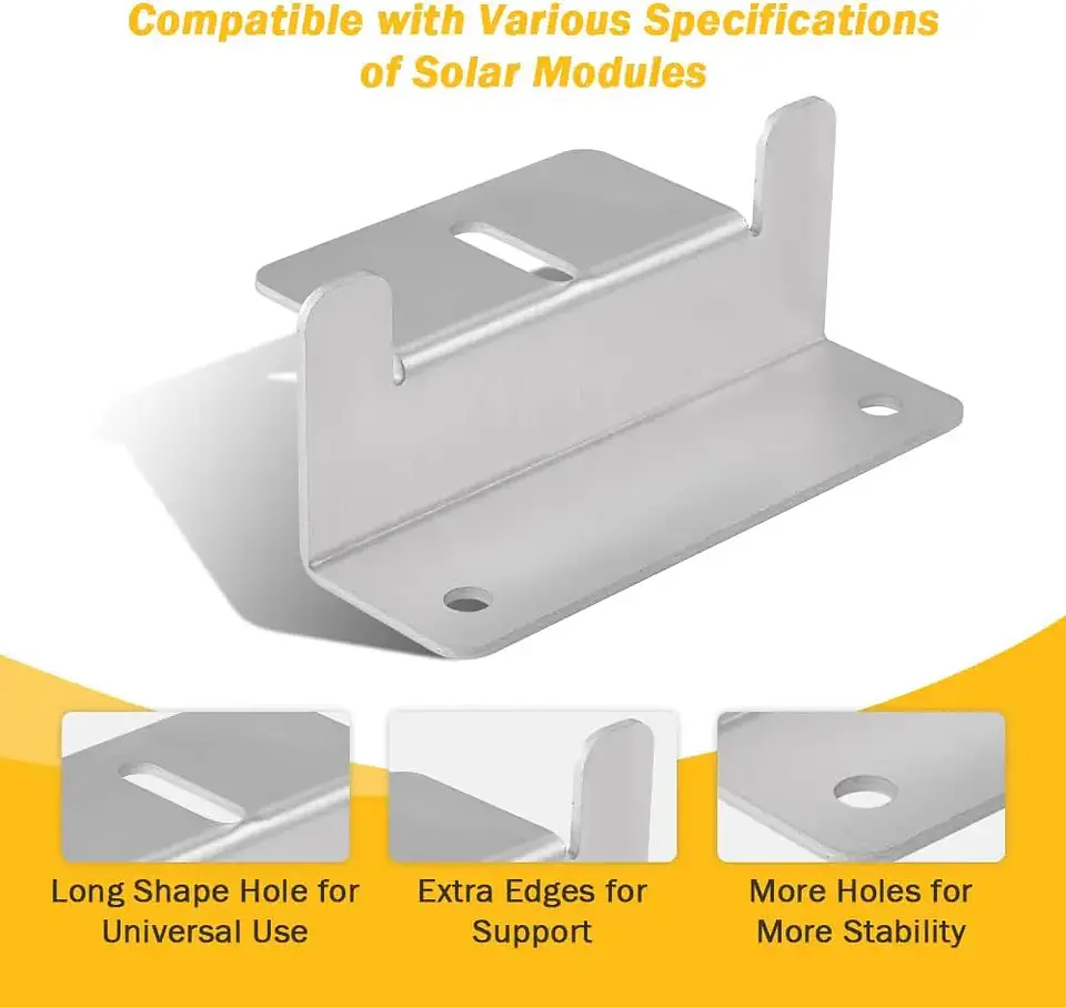 16Pcs/Set Solar Panel Mounting Bracket Kits 4/8 Units Solar Panel Aluminum Mounting Z Bracket Supporting for RV, Roof, Boat 3