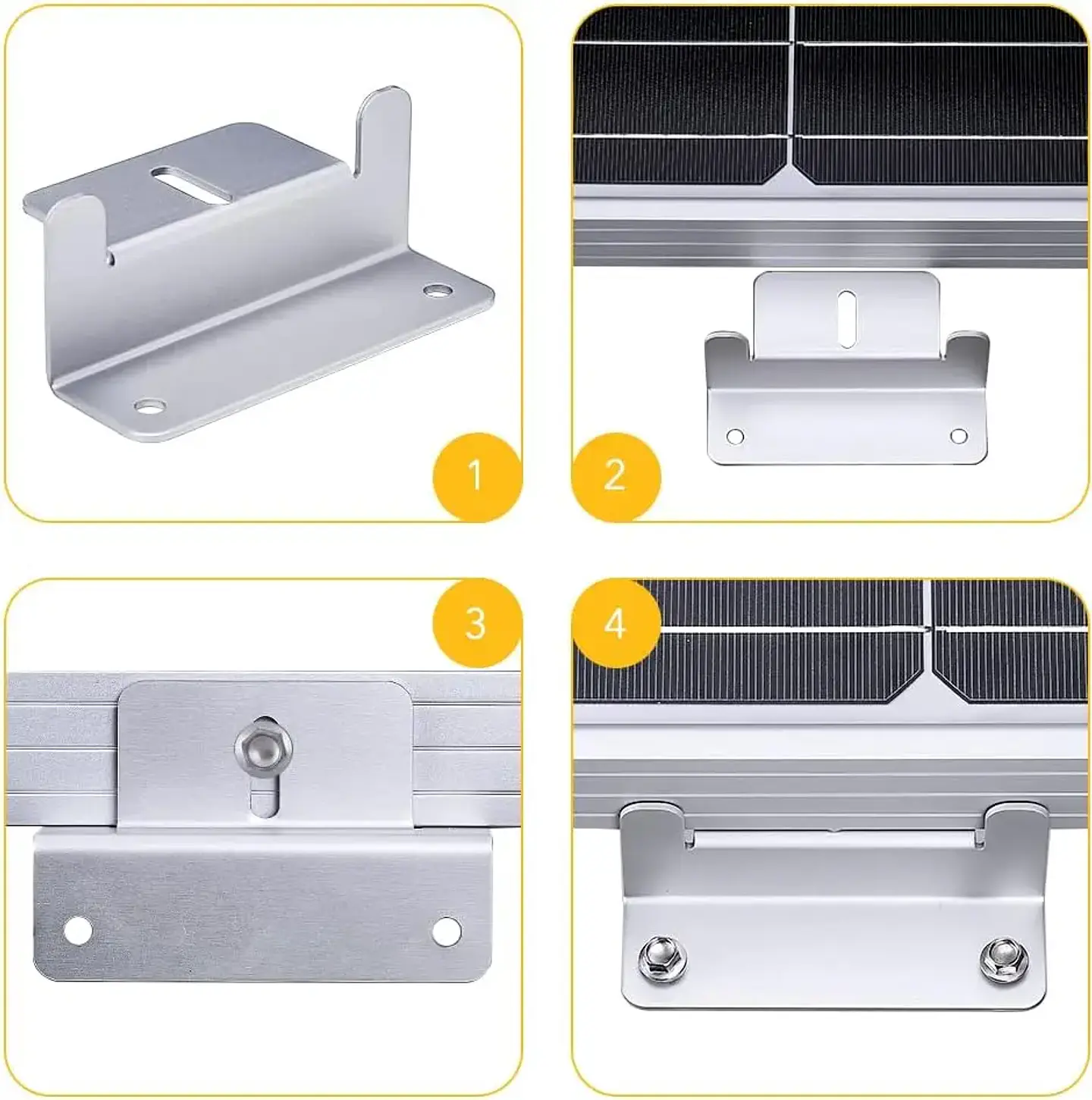 16Pcs/Set Solar Panel Mounting Bracket Kits 4/8 Units Solar Panel Aluminum Mounting Z Bracket Supporting for RV, Roof, Boat 5