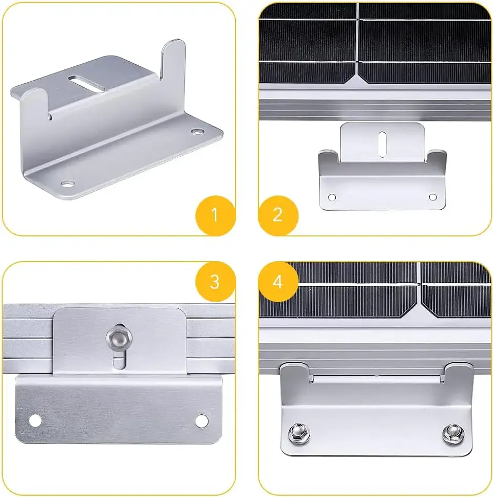 16Pcs/Set Solar Panel Mounting Bracket Kits 4/8 Units Solar Panel Aluminum Mounting Z Bracket Supporting for RV, Roof, Boat 5