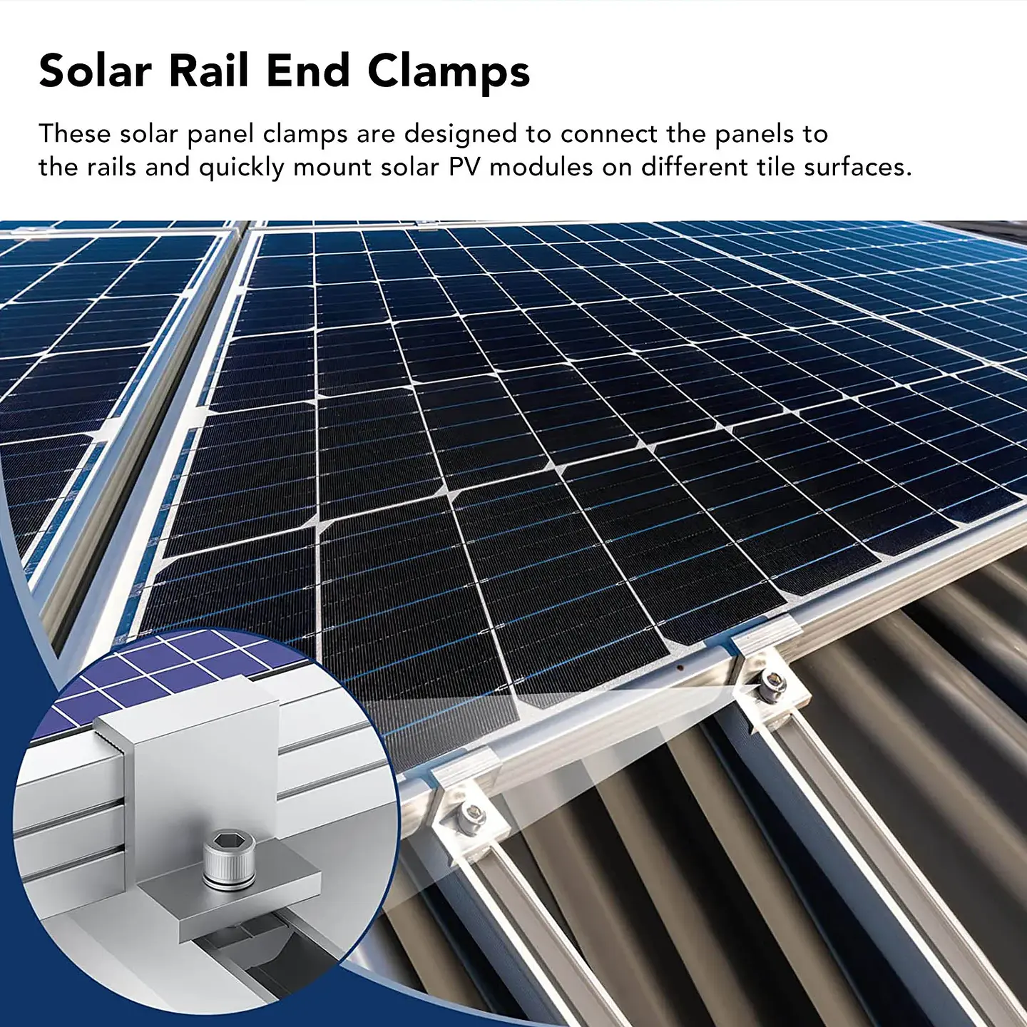 10PCS Solar Mount Z Bracket Aluminum Alloy Pressing Block PV Panel Rail End Grounding Clamps 3