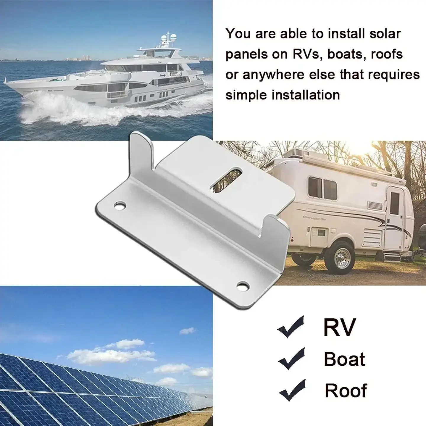 4/8Pcs Solar Photovoltaic Brackets Solar Panel Aluminum Mounting Bracket Kits Roof Z-Style Bracket Mount For Car Boat RV Yacht 4