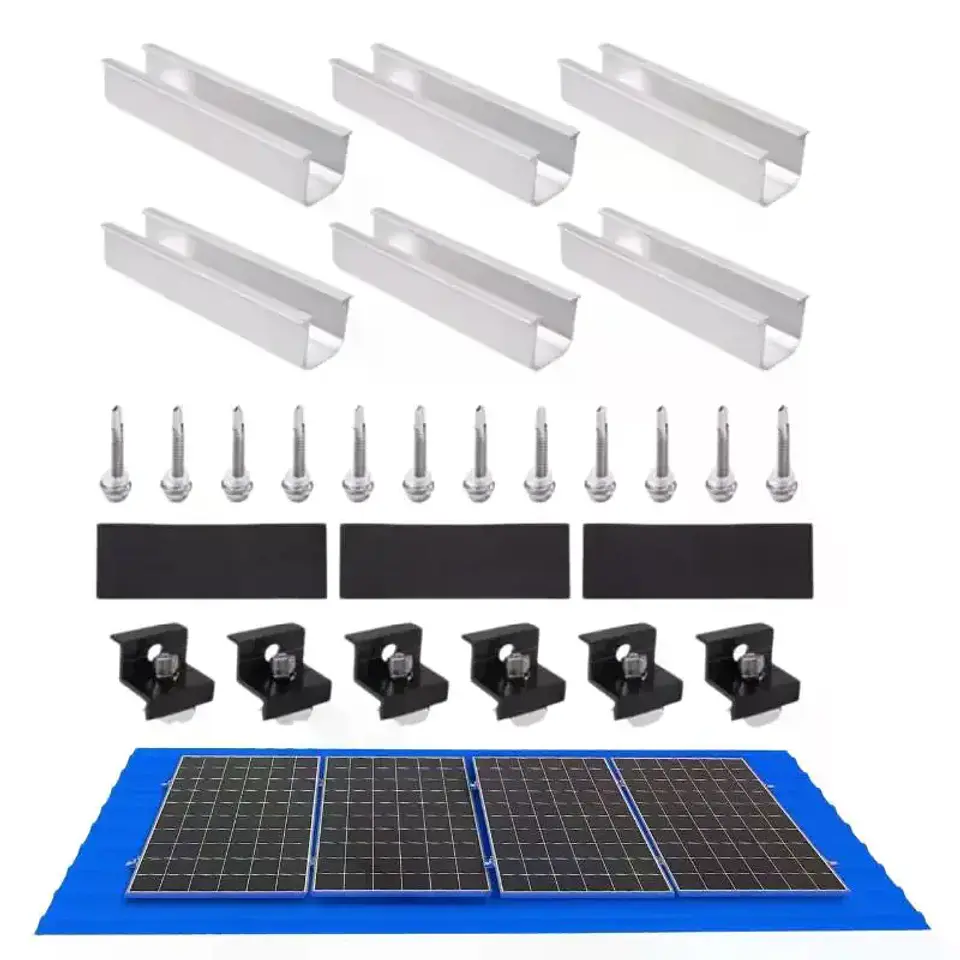 4/6/10Pcs Solar Panel Mounting Brackets Mid End Clamps Rails Kit Roofing Multiple Sized No Rust Firm Lock 1