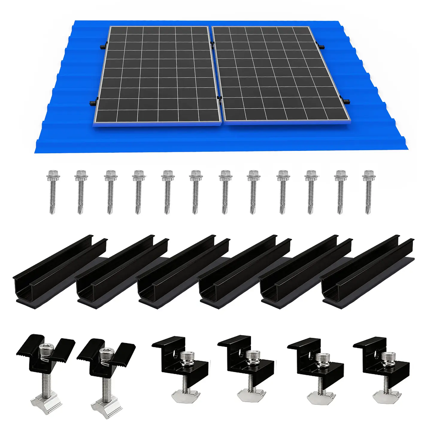 10/6pcs Solar Panel Mounting Brackets Mid and End Clamps and Rails Kit for Roofing Solar Panels of Multiple Sized,Mounting Clamp 7