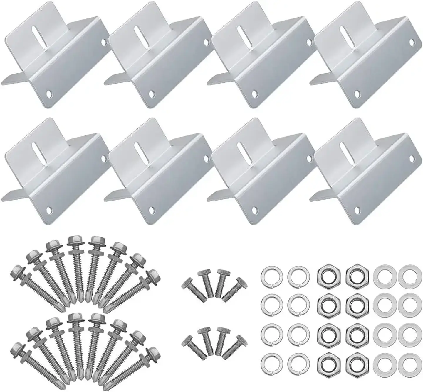 16Pcs/Set Solar Panel Mounting Bracket Kits 4/8 Units Solar Panel Aluminum Mounting Z Bracket Supporting for RV, Roof, Boat 10