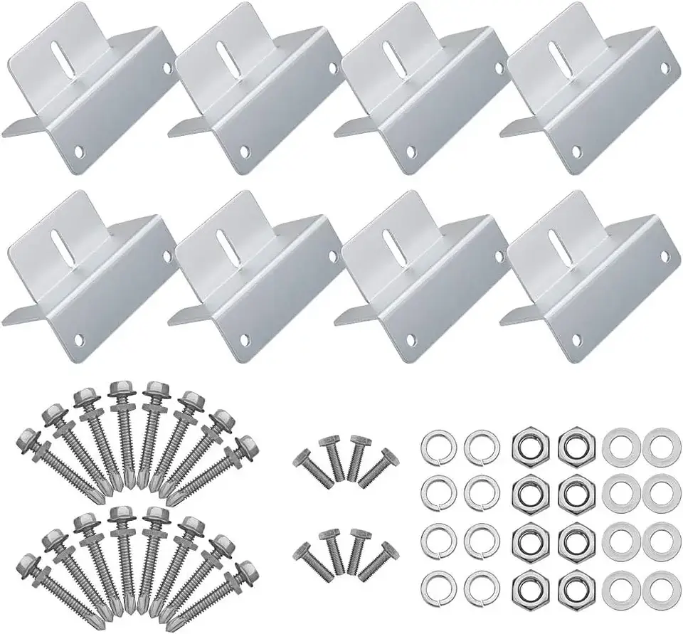 16Pcs/Set Solar Panel Mounting Bracket Kits 4/8 Units Solar Panel Aluminum Mounting Z Bracket Supporting for RV, Roof, Boat 10