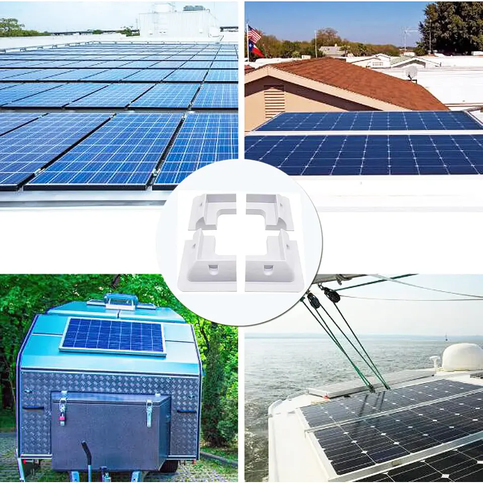 Solar Panel ABS Plastic Mounting Bracket with 5 Non Drilling Corner Kits, RV Marine Flat Top Camper and Caravan Installation 6