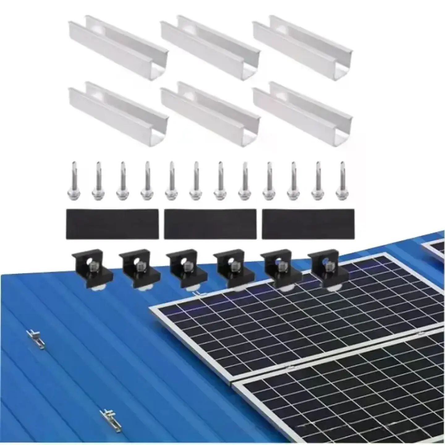 4/6/10Pcs Solar Panel Mounting Brackets Mid End Clamps Rails Kit Roofing Multiple Sized No Rust Firm Lock 3