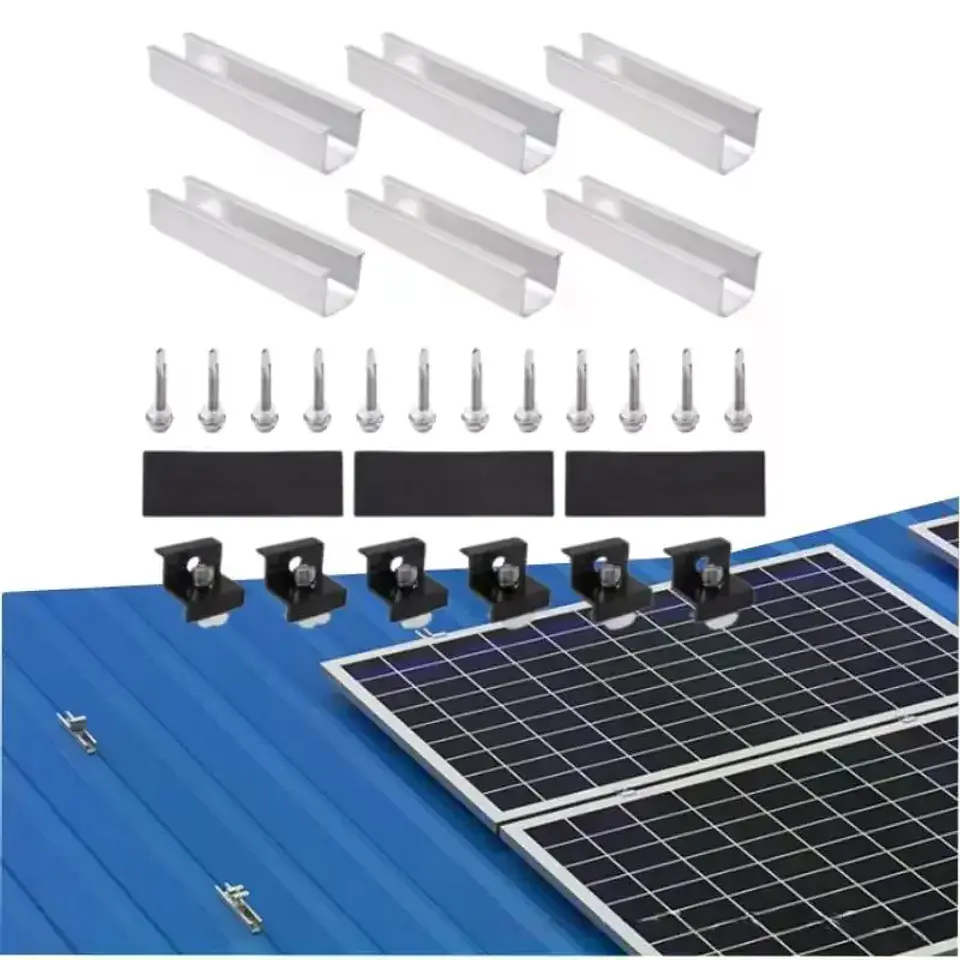 4/6/10Pcs Solar Panel Mounting Brackets Mid End Clamps Rails Kit Roofing Multiple Sized No Rust Firm Lock 3