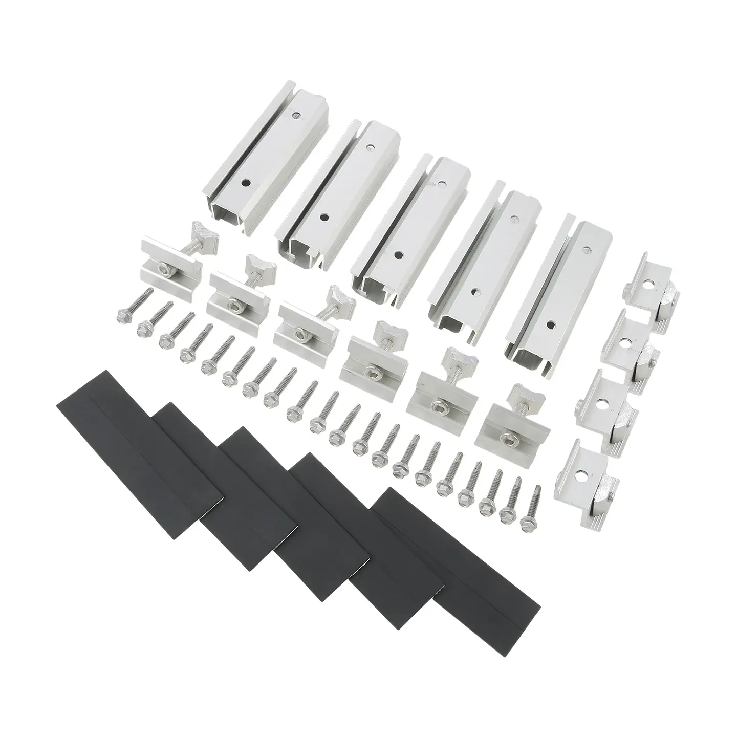 10 Set Panel Mounting Brackets Mid and End Clamp and Rail Kit for Roofing Solar Panels 1.18”-1.38” on Tin,Flat and Sheet Rooftop 5