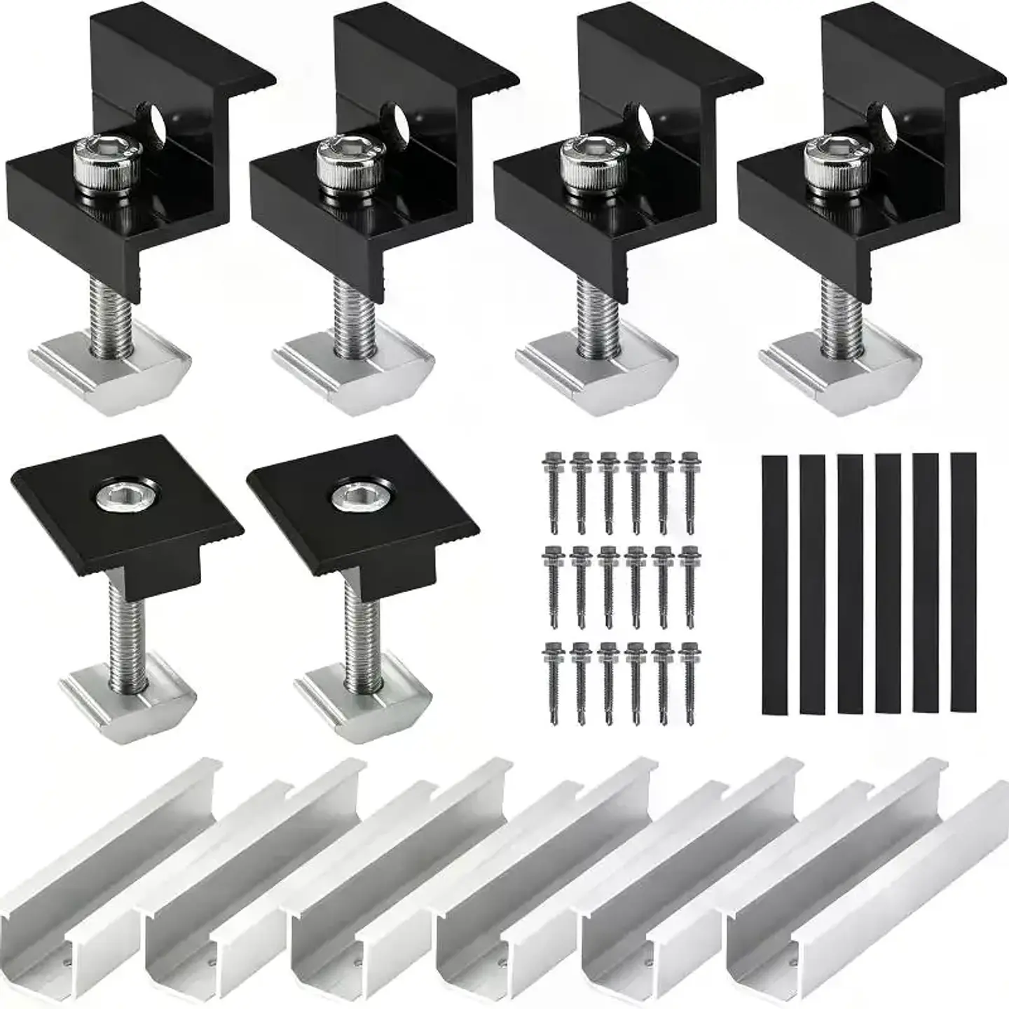 4/6/10Pcs Solar Panel Mounting Brackets Mid End Clamps Rails Kit Roofing Multiple Sized No Rust Firm Lock 4
