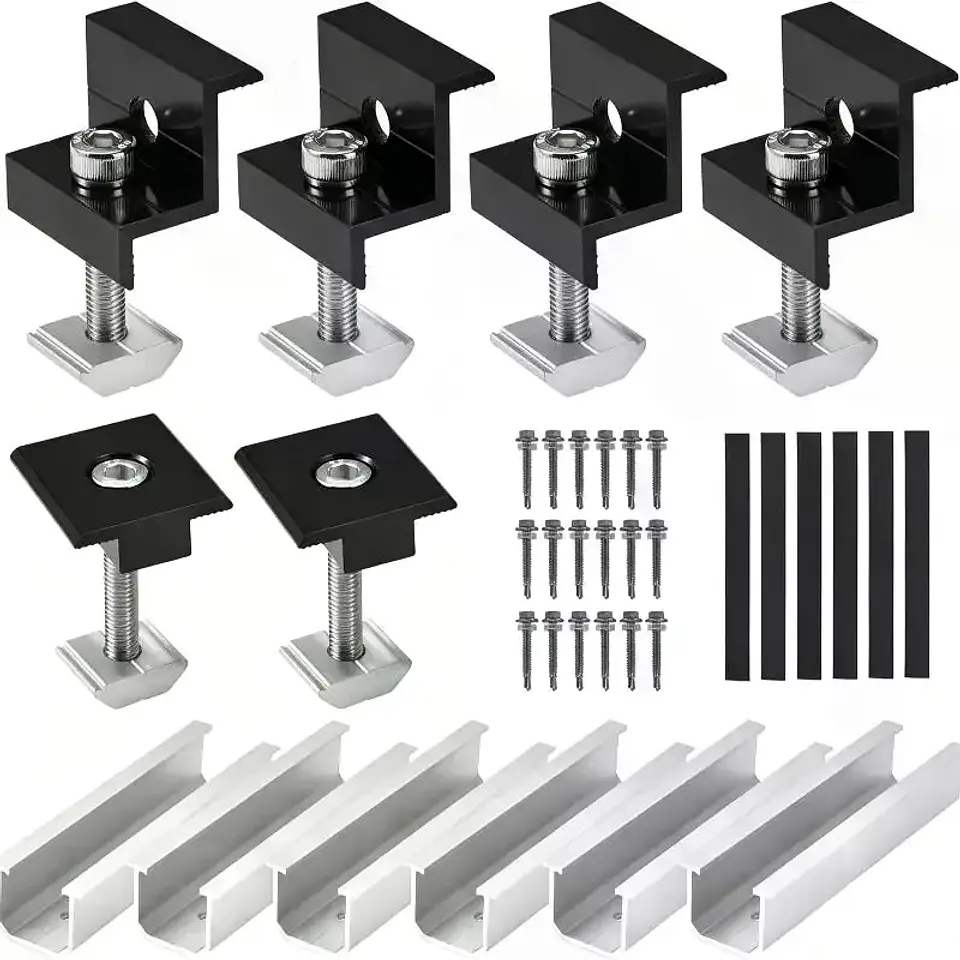 4/6/10Pcs Solar Panel Mounting Brackets Mid End Clamps Rails Kit Roofing Multiple Sized No Rust Firm Lock 4