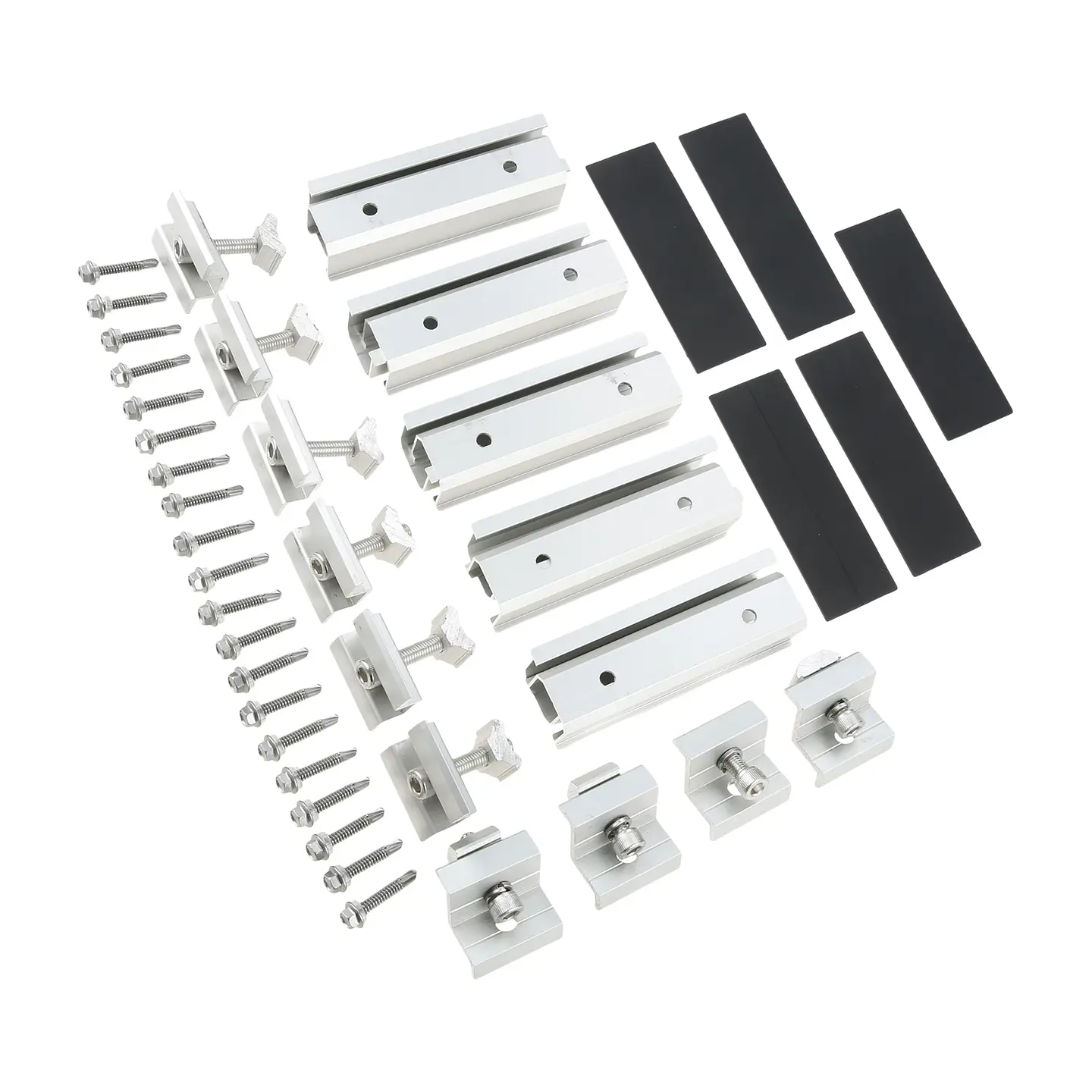 10 Set Panel Mounting Brackets Mid and End Clamp and Rail Kit for Roofing Solar Panels 1.18”-1.38” on Tin,Flat and Sheet Rooftop 6