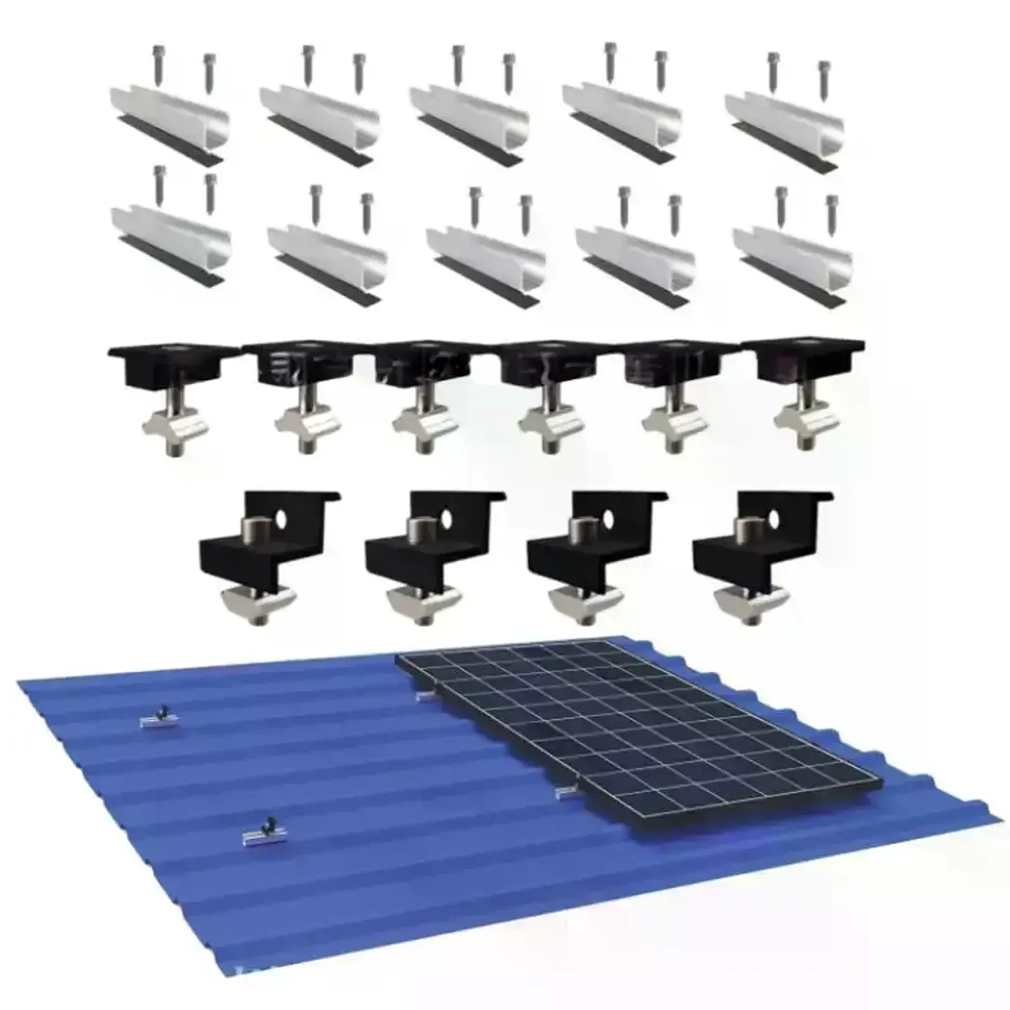 4/6/10Pcs Solar Panel Mounting Brackets Mid End Clamps Rails Kit Roofing Multiple Sized No Rust Firm Lock 5