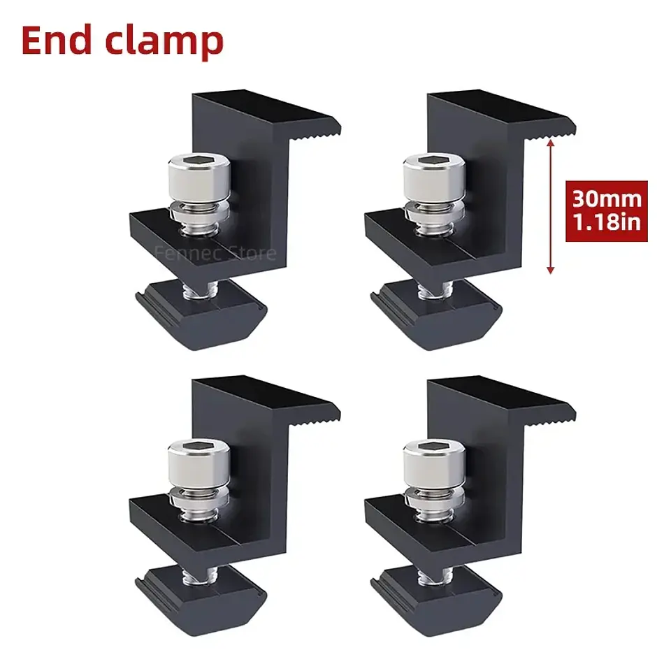 Solar Panel Mounting Fixing Clamp Adjustable Bracket End & Mid Clamp PV Panel Clip for Solar Panel PV System Install Accessories 12