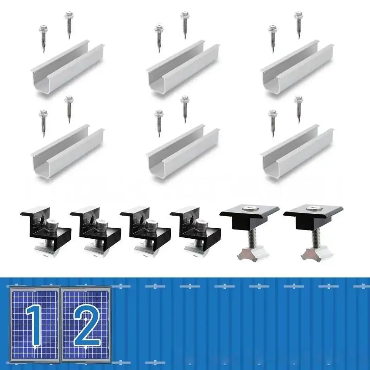 4/6/10Pcs Solar Panel Mounting Brackets Mid End Clamps Rails Kit Roofing Multiple Sized No Rust Firm Lock 6