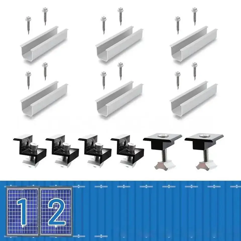 4/6/10Pcs Solar Panel Mounting Brackets Mid End Clamps Rails Kit Roofing Multiple Sized No Rust Firm Lock 6