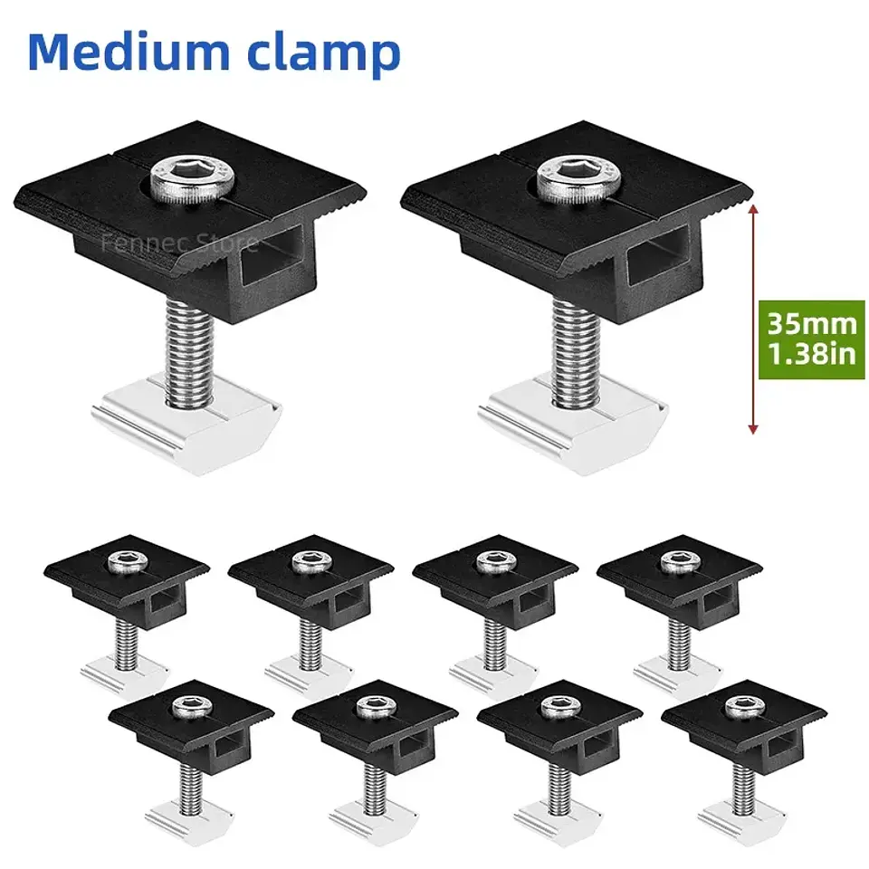 Solar Panel Mounting Fixing Clamp Adjustable Bracket End & Mid Clamp PV Panel Clip for Solar Panel PV System Install Accessories 13