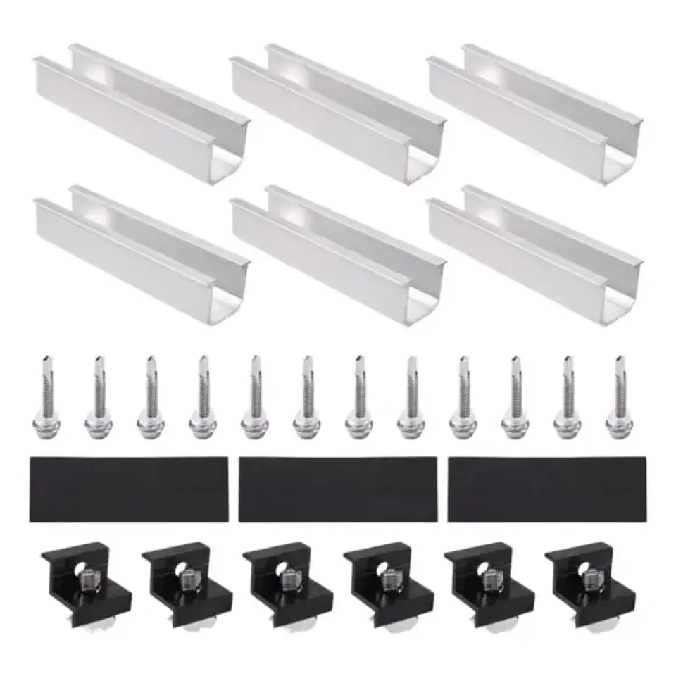 4/6/10Pcs Solar Panel Mounting Brackets Mid End Clamps Rails Kit Roofing Multiple Sized No Rust Firm Lock 7
