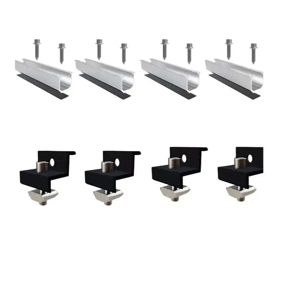 4/6/10Pcs Solar Panel Mounting Brackets Mid End Clamps Rails Kit Roofing Multiple Sized No Rust Firm Lock 9
