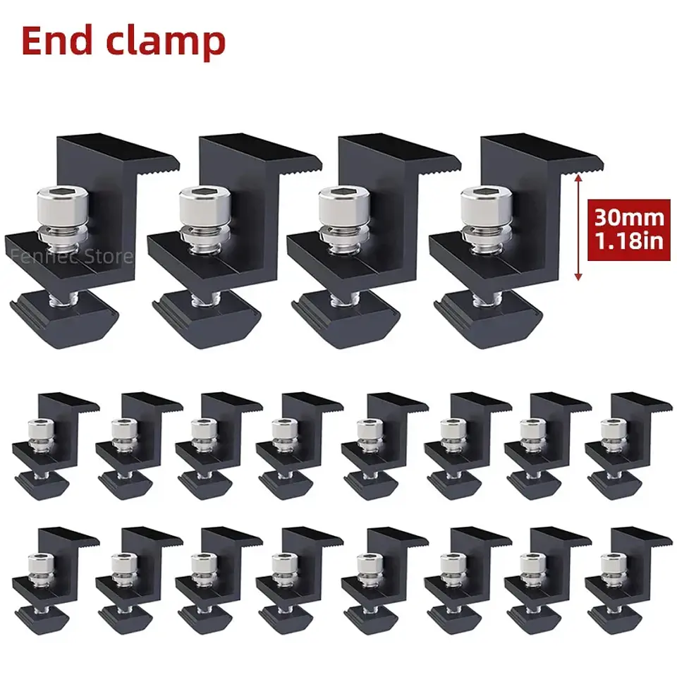 Solar Panel Mounting Fixing Clamp Adjustable Bracket End & Mid Clamp PV Panel Clip for Solar Panel PV System Install Accessories 17