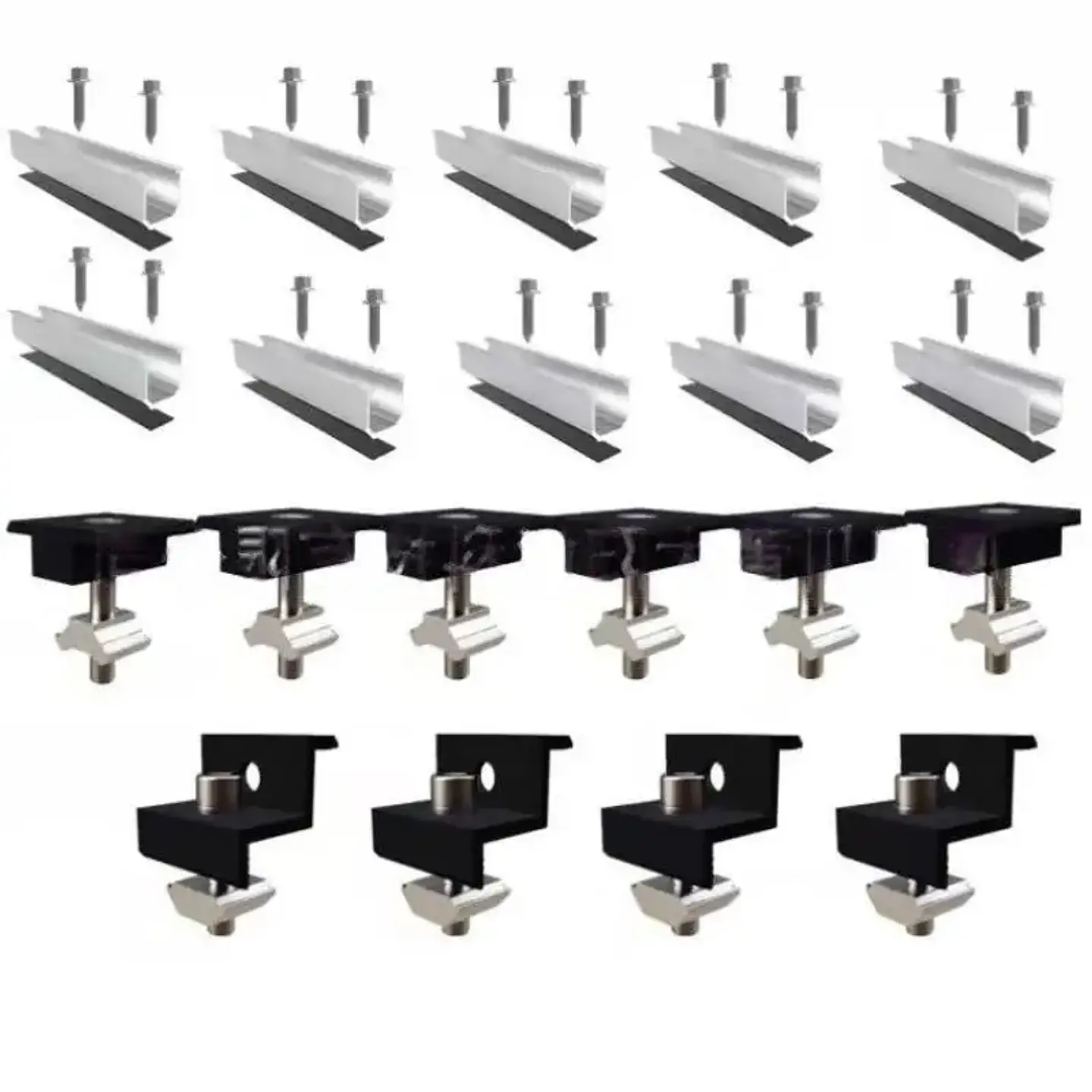 4/6/10Pcs Solar Panel Mounting Brackets Mid End Clamps Rails Kit Roofing Multiple Sized No Rust Firm Lock 11