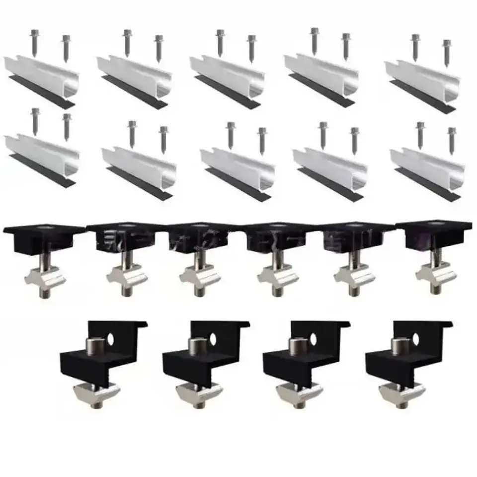 4/6/10Pcs Solar Panel Mounting Brackets Mid End Clamps Rails Kit Roofing Multiple Sized No Rust Firm Lock 11