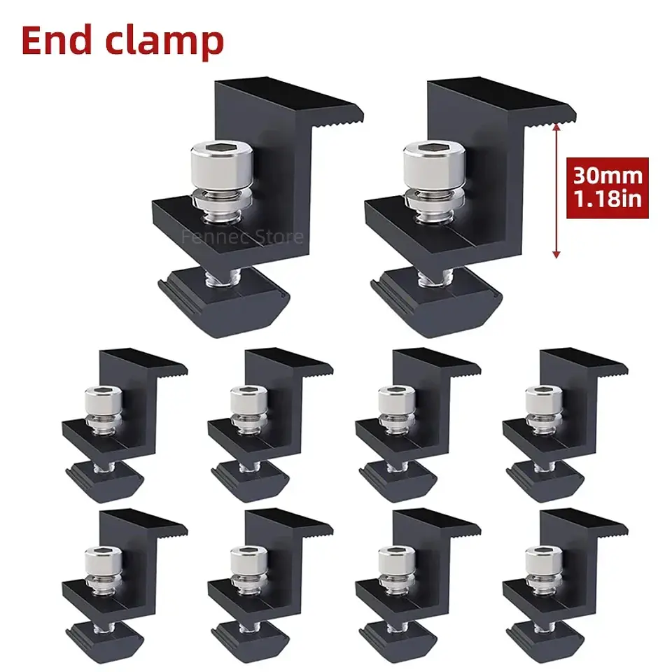 Solar Panel Mounting Fixing Clamp Adjustable Bracket End & Mid Clamp PV Panel Clip for Solar Panel PV System Install Accessories 18