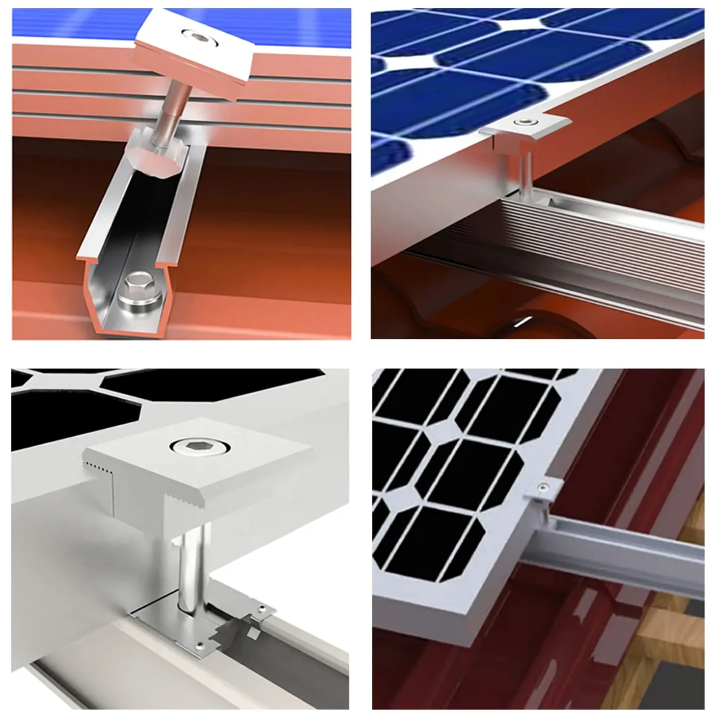 Solar Panel Adjustable Bracket Clamps PV Bracket Mounting Clip Solar Mid And End Clamp 30mm 35mm 40mm For Fixing Solar Panel 2