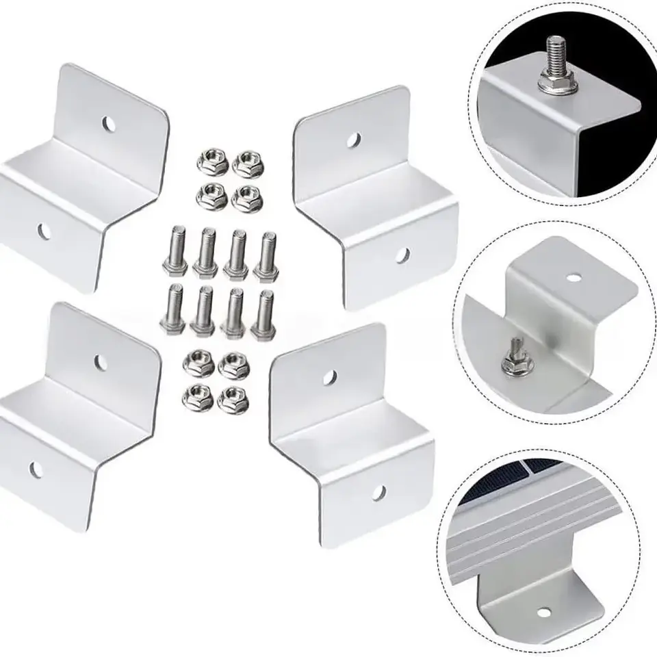 Solar Panel Z Brackets Mount Mounting Kits with Nuts and Bolts for RV, Trailers, Boats, Yachts, Wall, Off Gird Roof Installation 2