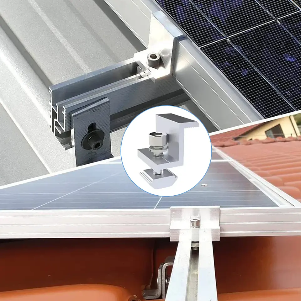 Solar Panel Adjustable Bracket Clamps PV Bracket Mounting Clip Solar Mid And End Clamp 30mm 35mm 40mm For Fixing Solar Panel 3