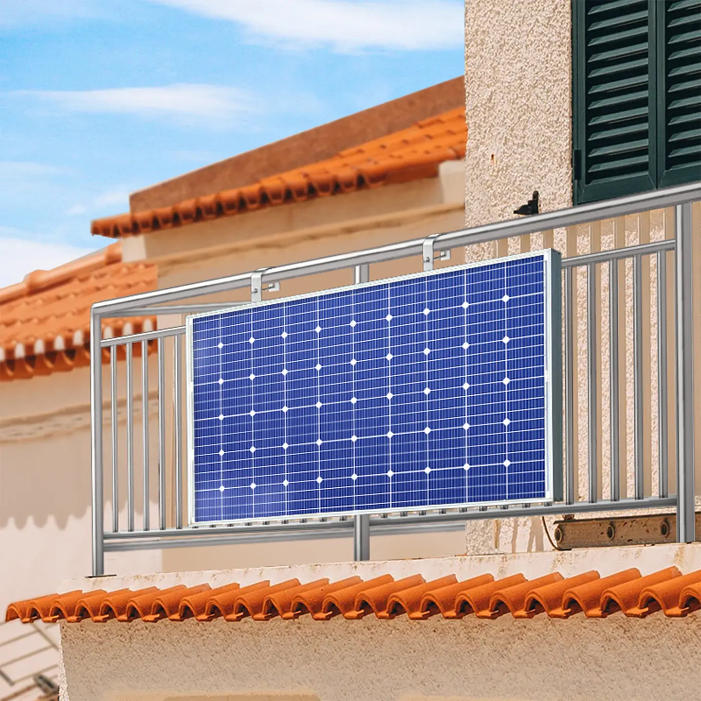 2PCS  Aluminium Solar Panel Bracket Hook for Balcony Railing, Solar Panel Mounting Bracket, PV Module Holder for Balcony Rail 2