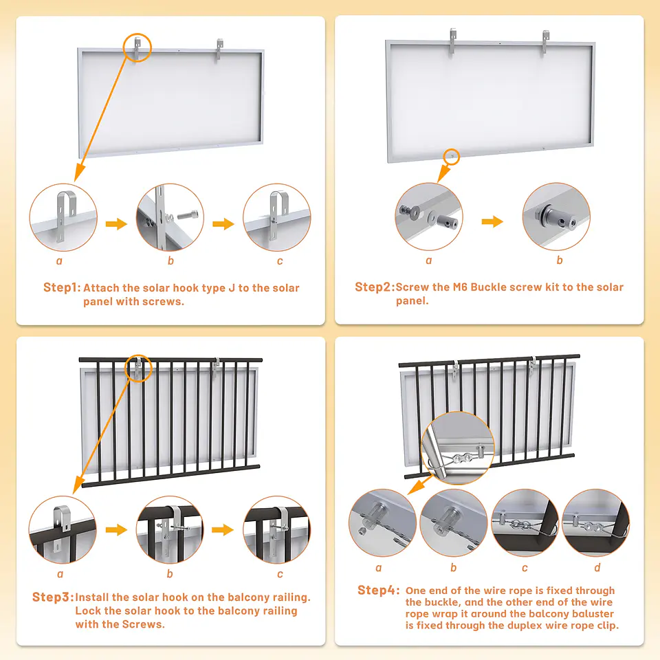 2PCS  Aluminium Solar Panel Bracket Hook for Balcony Railing, Solar Panel Mounting Bracket, PV Module Holder for Balcony Rail 3