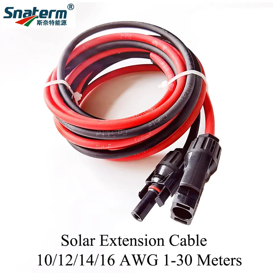 1 Pair Solar Panel Extension Cable Copper Wire Black and Red with solar Connector Solar PV Cable 6/4/2.5 mm2 10/12/14 AWG 1