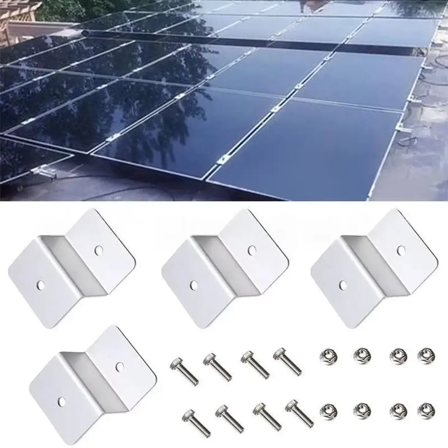 Solar Panel Z Brackets Mount Mounting Kits with Nuts and Bolts for RV, Trailers, Boats, Yachts, Wall, Off Gird Roof Installation 4