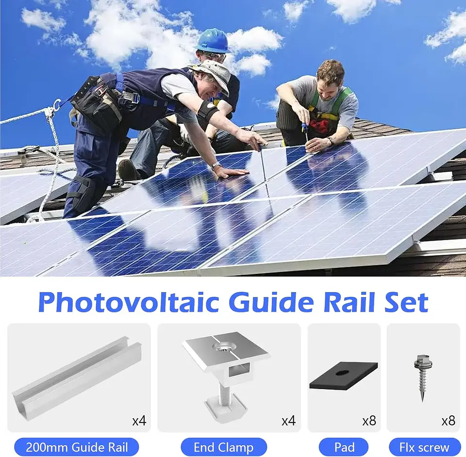 12 Pcs Solar Panel Bracket Kit  Aluminium Mounting Rail 30mm/35mm End Clamps Brackets for Flat Roof PV Mounting Rail 4