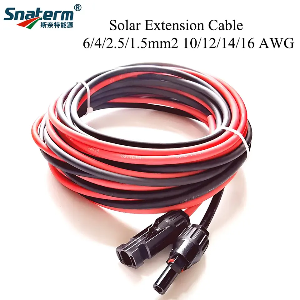1 Pair Solar Panel Extension Cable Copper Wire Black and Red with solar Connector Solar PV Cable 6/4/2.5 mm2 10/12/14 AWG 2
