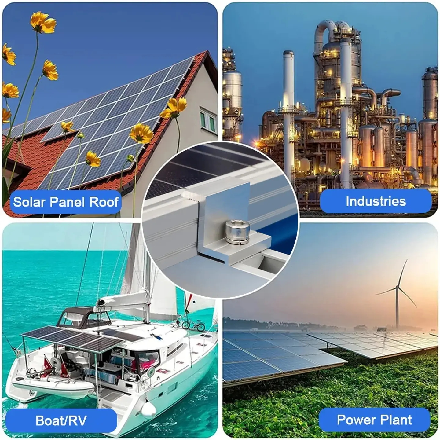 Solar Panel Adjustable Bracket Clamps PV Bracket Mounting Clip Solar Mid And End Clamp 30mm 35mm 40mm For Fixing Solar Panel 5